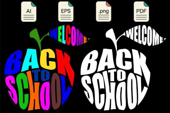 Back to School Apple Typography-clip Art