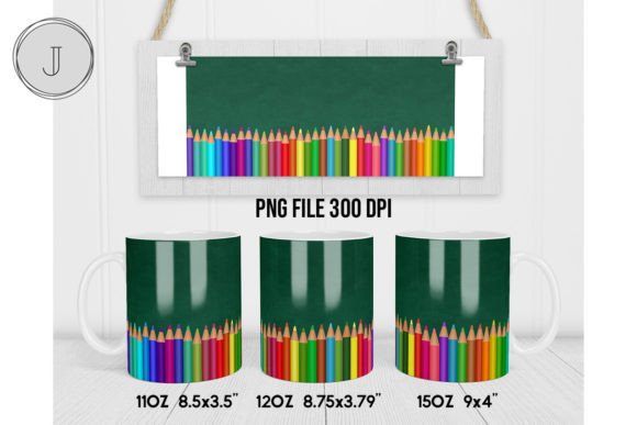 Colored Pencils Mug Back to School Wrap2: A Digital Design for Custom Mugs