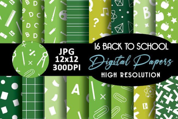 Green Back to School Digital Papers