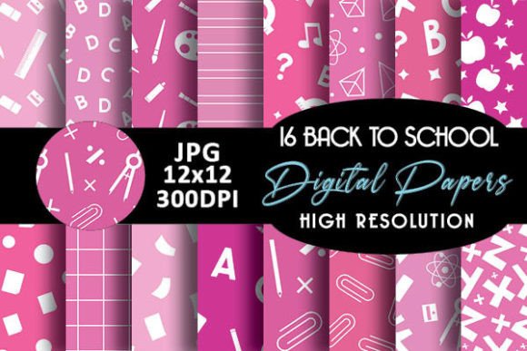 Pink Back to School Digital Papers